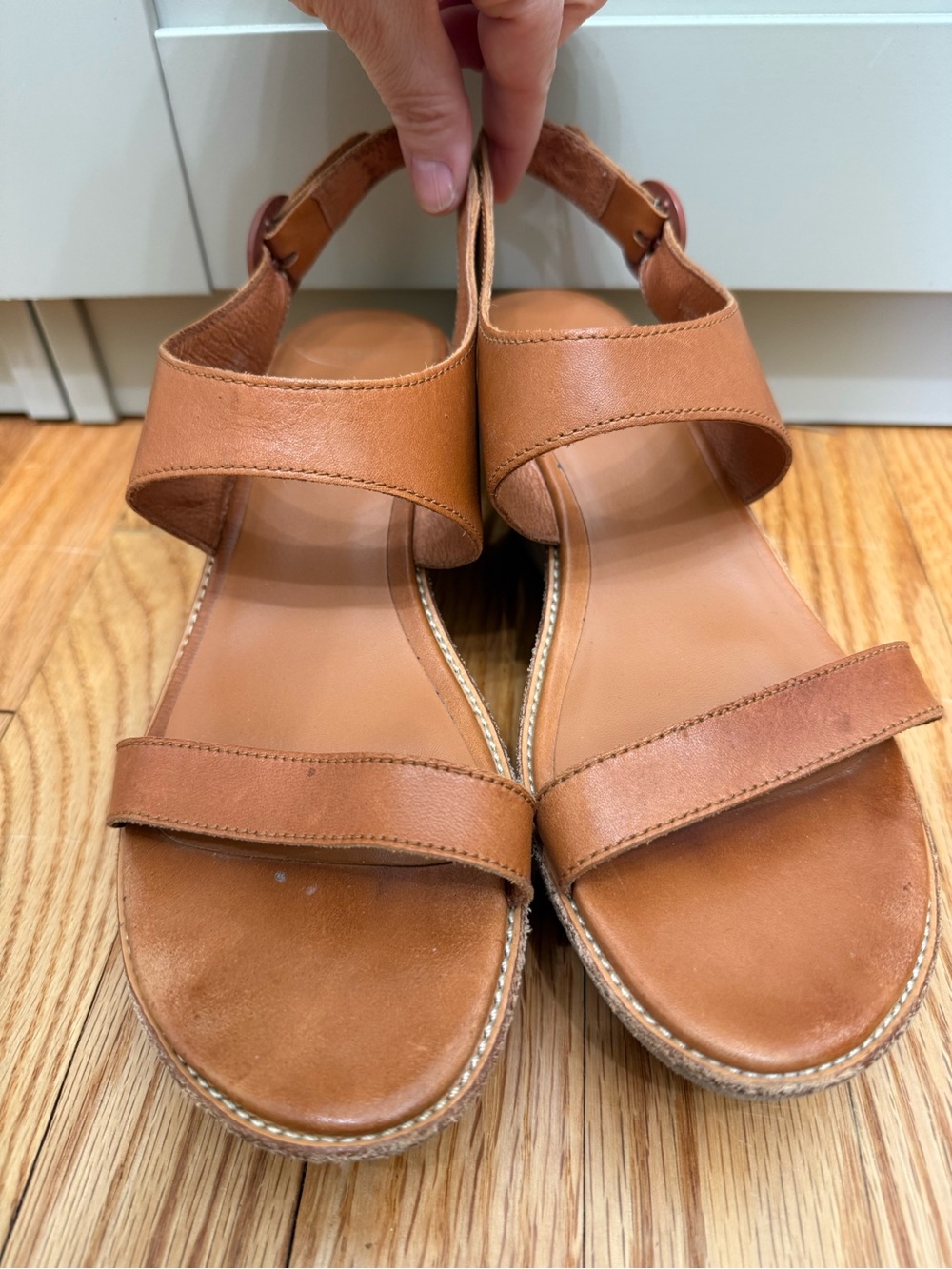 Camper 9 Wedge Platform Sandal Leather Strappy Platform Neutral Boho Chunky - Picture 8 of 13